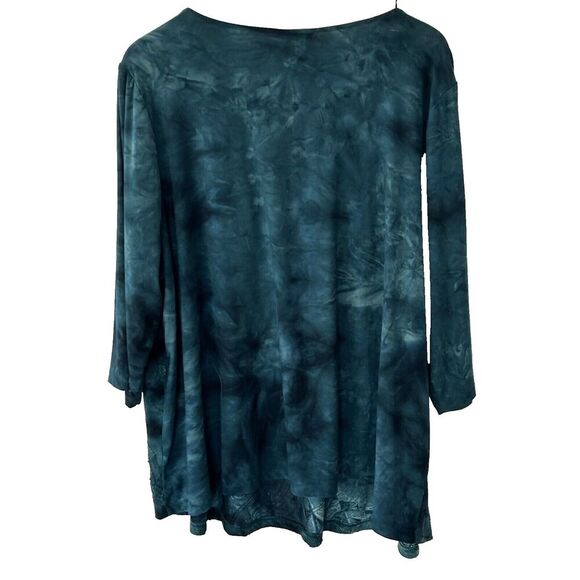 Catherines Top Size 2x Sequin Embroidered Cutout Twist Neckline Tie Dye Print - Picture 6 of 6